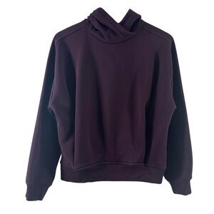 Athleta Coaster Luxe Hoodie Sweatshirt Purple XS TP Fleece Lined Funnel Neck